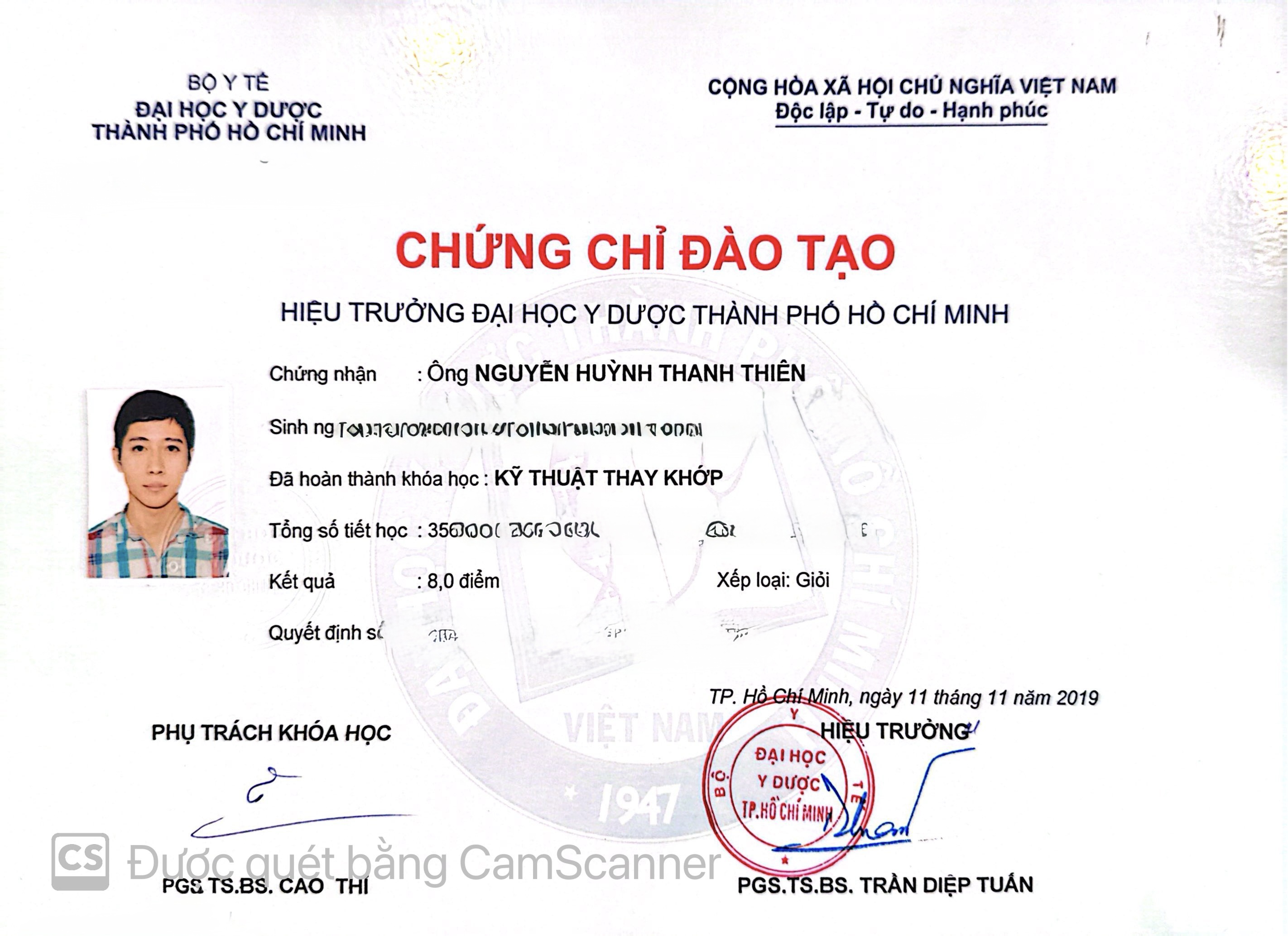 Chứng chỉ đào tạo Kỹ thuật thay khớp
